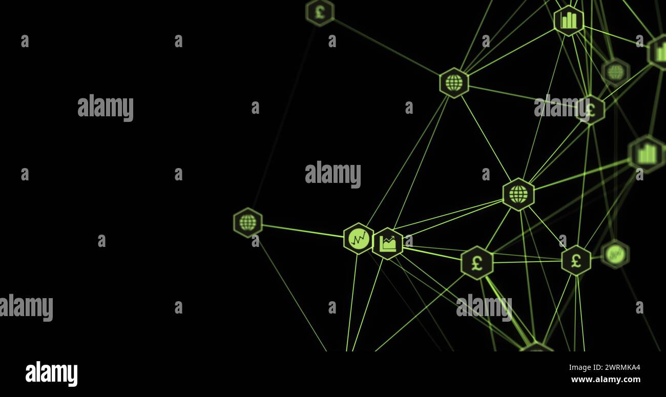 Un réseau de connexions numériques sur fond sombre Banque D'Images
