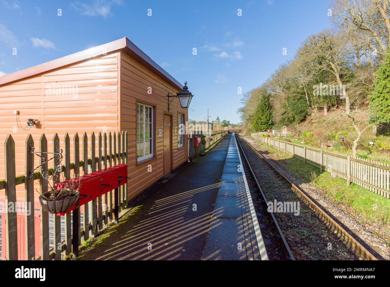 Stogumber Station sur le West Somerset Railway, Angleterre. Banque D'Images