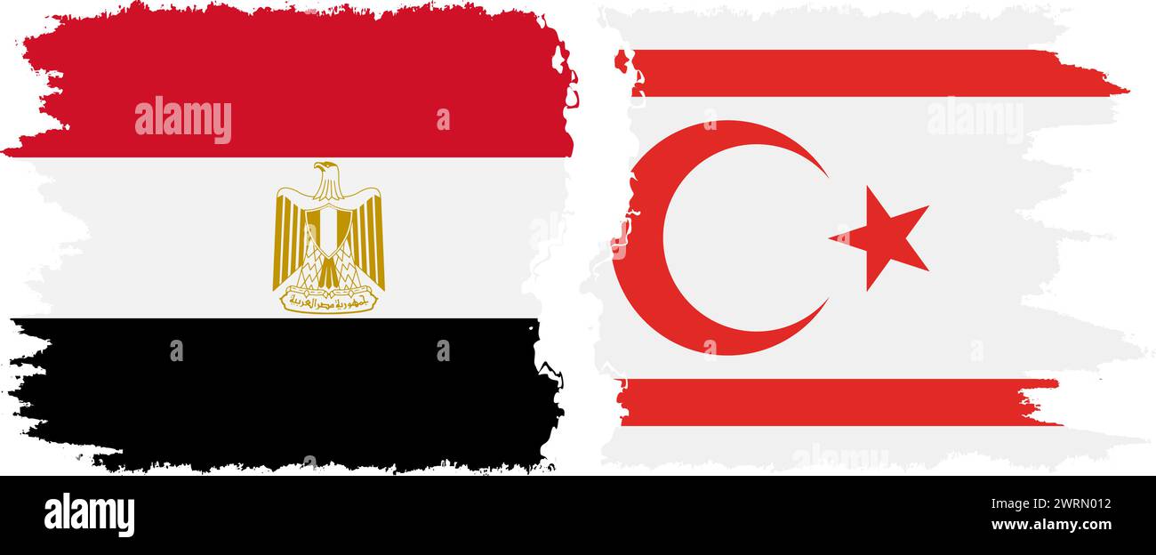 République turque de Chypre du Nord et Egypte grunge drapeaux connexion, vecteur Illustration de Vecteur