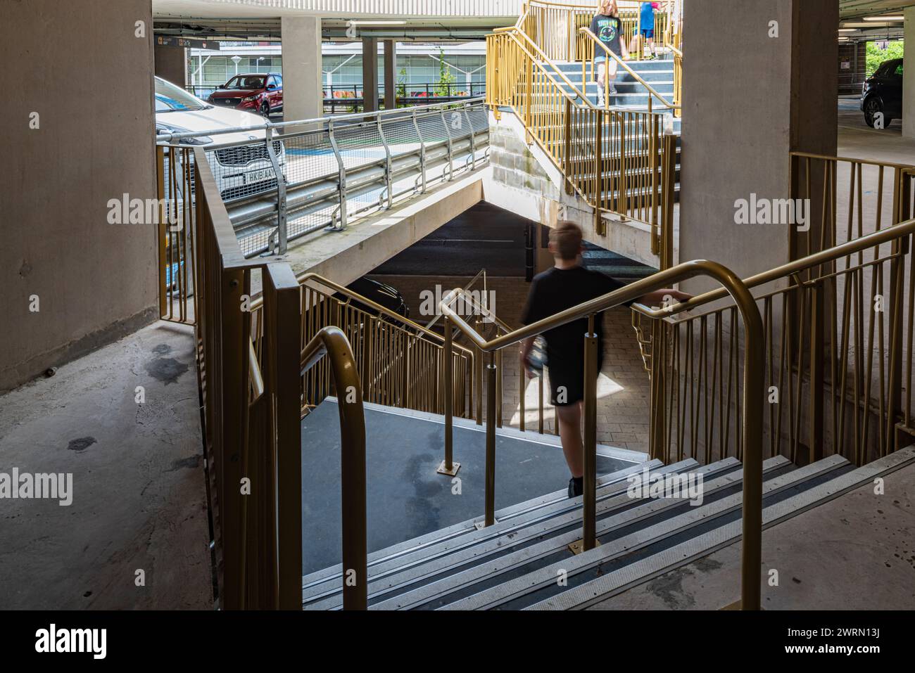 Accès par escalier à Swansea Arena, pays de Galles du Sud, Royaume-Uni : Phillip Roberts Banque D'Images