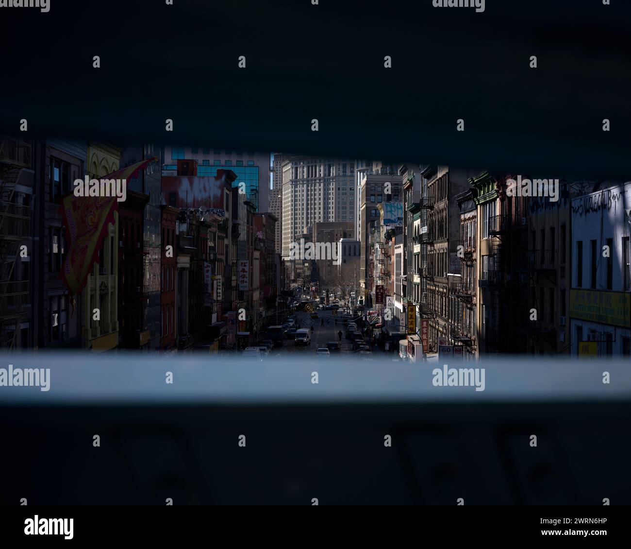 Vue sur Chinatown depuis le pont de Manhattan Banque D'Images