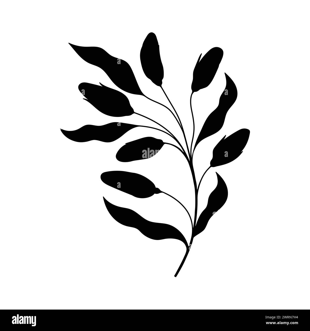 silhouette noire d'une plante, isolée sur un fond blanc Illustration de Vecteur