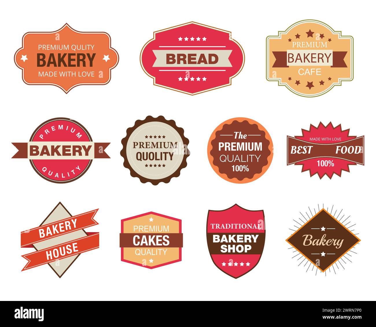 Ensemble de retro vintage badges et étiquettes boulangerie Illustration de Vecteur