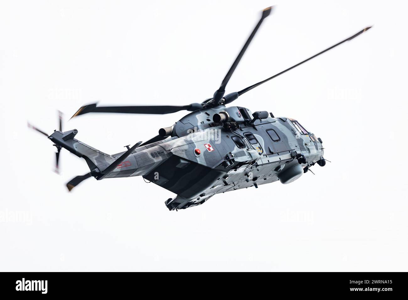 Radom, Pologne - 25 août 2023 : Leonardo AgustaWestland AW101 Merlin hélicoptère de transport de la Marine polonaise. Aéronautique et giravion militaire. Banque D'Images