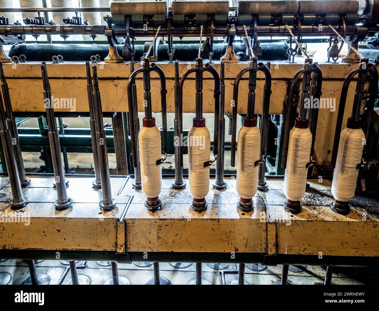 Machine à filer le coton à Quarry Bank Mill, Styal. Cheshire Banque D'Images