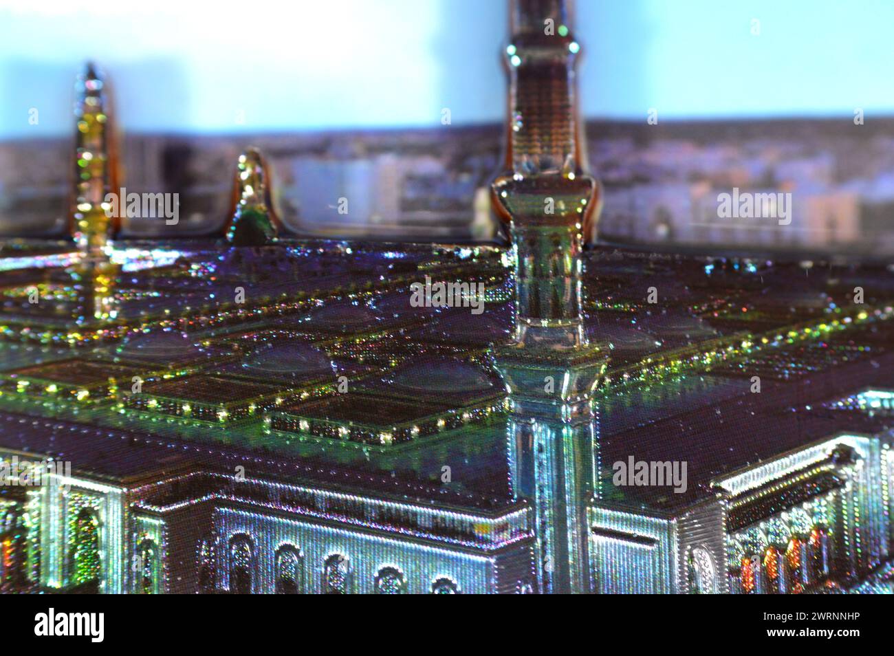 Aimant frigo Medina en forme de mosquée du Prophète, aimant frigo de la mosquée Madinah dans le Royaume d'Arabie Saoudite, c'est la deuxième mosquée buil Banque D'Images