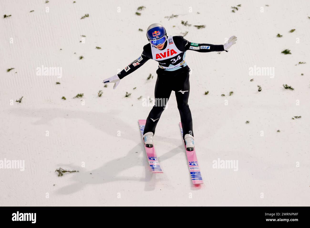 Trondheim 20240313.Ren Nikaido du Japon lors du saut en Coupe du monde FIS à Granåsen à Trondheim. Photo : Geir Olsen / NTB Banque D'Images