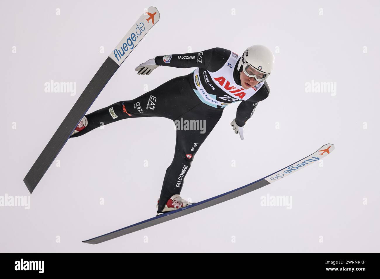 Trondheim 20240313.Giovanni Bresadola d'Italie lors du saut en Coupe du monde FIS à Granåsen à Trondheim. Photo : Geir Olsen / NTB Banque D'Images