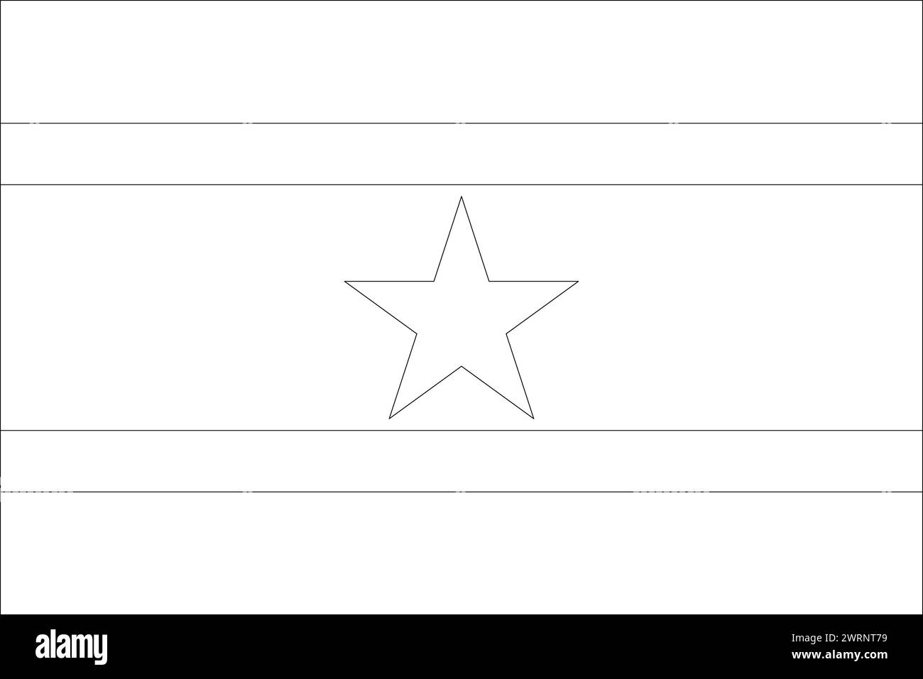 Drapeau du Suriname - filaire de contour vectoriel noir mince isolé sur fond blanc. Prêt pour la coloration. Illustration de Vecteur