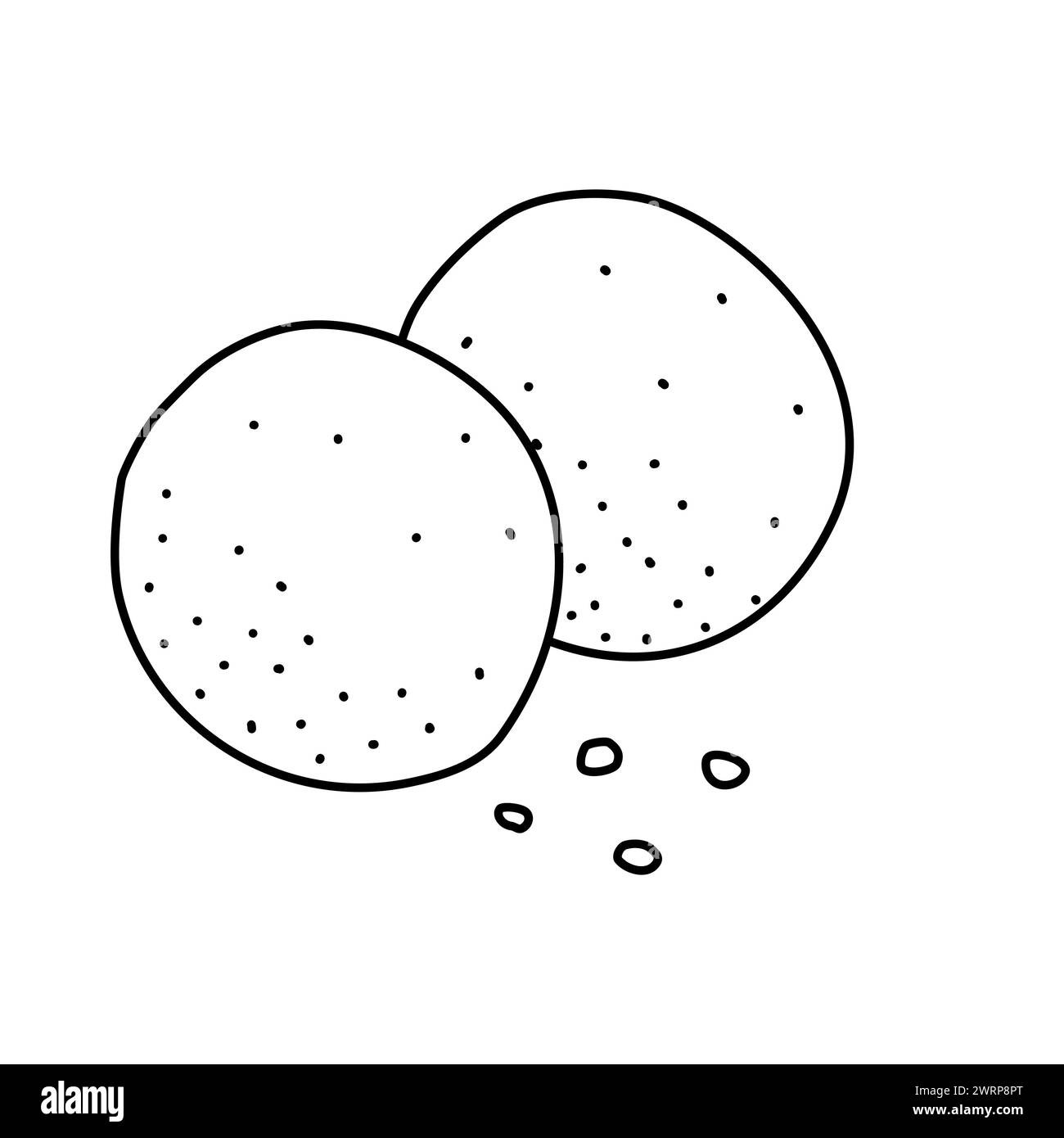 Deux biscuits sablés ronds avec des miettes, illustration vectorielle plate de style doodle pour livre de coloriage pour enfants Illustration de Vecteur