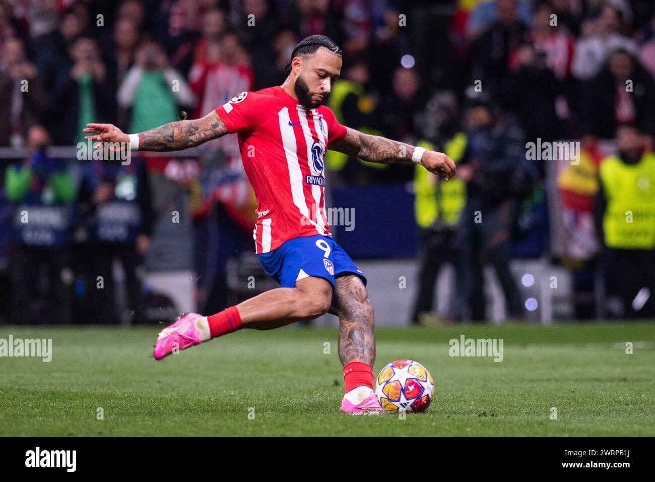 13 mars 2024 ; stade Metropolitano, Madrid, Espagne, Ligue des Champions, manche de 16 Football, Atletico Madrid contre Inter Milan ; Memphis Depay Banque D'Images 13 mars 2024 ; stade Metropolitano, Madrid, Espagne, Ligue des Champions, manche de 16 Football, Atletico Madrid contre Inter Milan ; Memphis Depay Banque D'Images