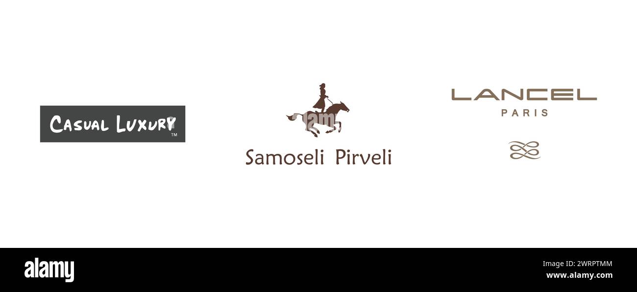 LUXE DÉCONTRACTÉ, LANCEL, SAMOSELI PIRVELI. Collection de logo de marque vectorielle éditoriale. Illustration de Vecteur