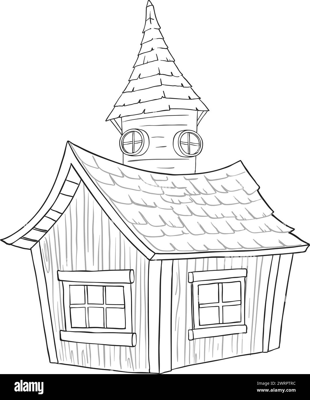 Croquis d'un charmant cottage de livre de contes fantaisistes Illustration de Vecteur