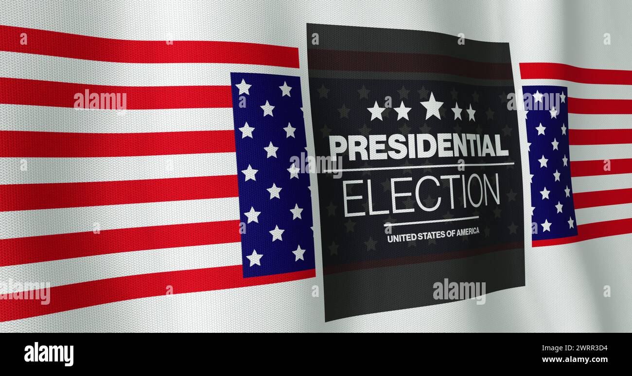 Image du texte de l'élection présidentielle au-dessus du drapeau américain Banque D'Images