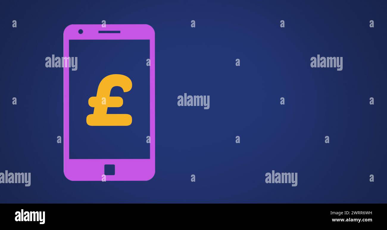 Un smartphone rose affiche un symbole livre sterling Banque D'Images