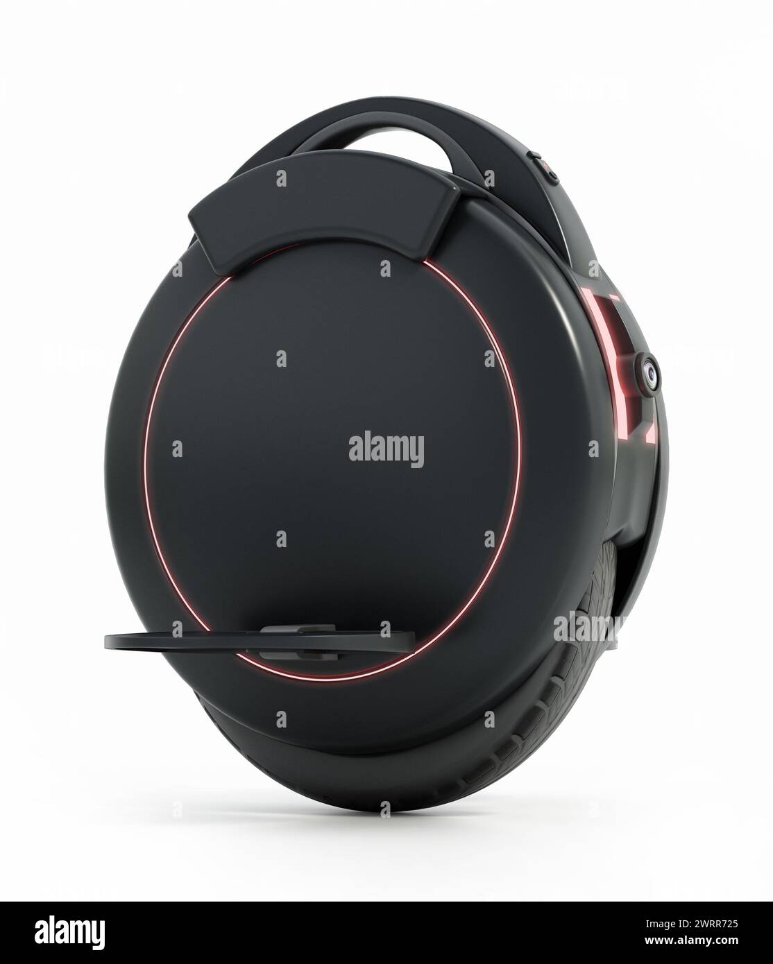 Scooter électrique monowheel isolé sur fond blanc. Illustration 3D. Banque D'Images