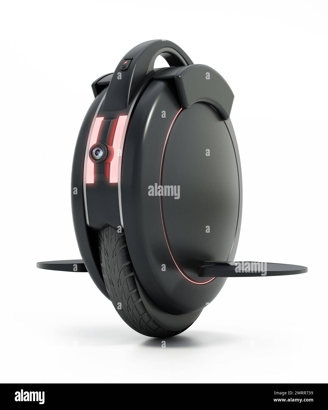 Scooter électrique monowheel isolé sur fond blanc. Illustration 3D. Banque D'Images