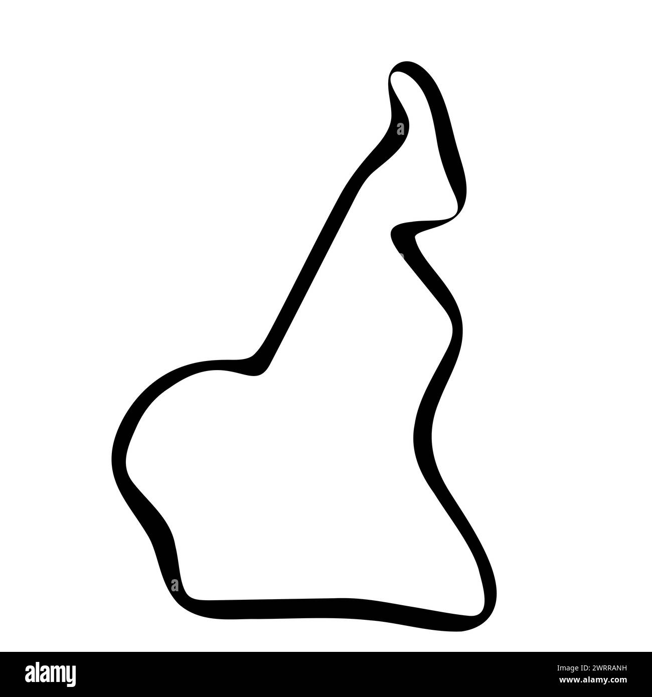 Cameroun pays carte simplifiée. Contour lisse d'encre noire sur fond blanc. Icône vectorielle simple Illustration de Vecteur