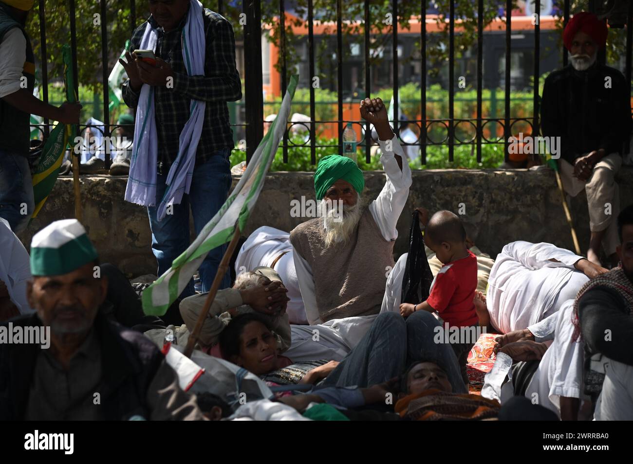 Delhi, New Delhi, Inde. 14 mars 2024. Les agriculteurs indiens se rassemblent à Ramlila Maidan pour protester contre les prix des cultures à New Delhi, Inde, le 14 mars 2024 (image crédit : © Deep Nair/ZUMA Press Wire) USAGE ÉDITORIAL SEULEMENT! Non destiné à UN USAGE commercial ! Banque D'Images