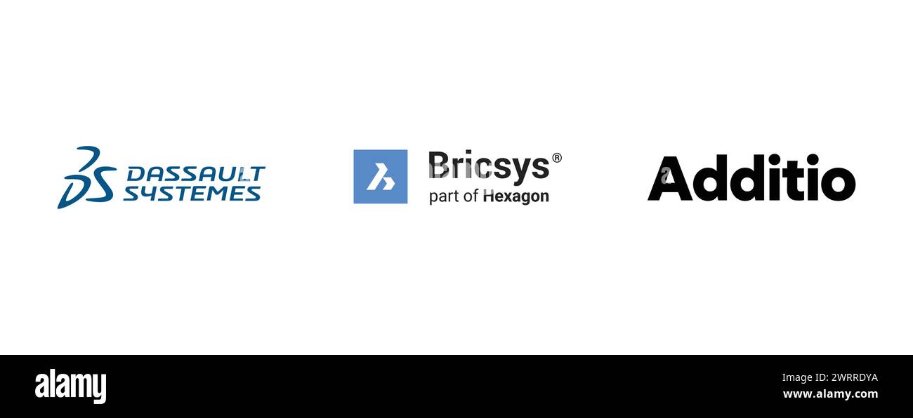 Bricsys, additio, Dassault systèmes. Collection de logo de marque vectorielle. Illustration de Vecteur