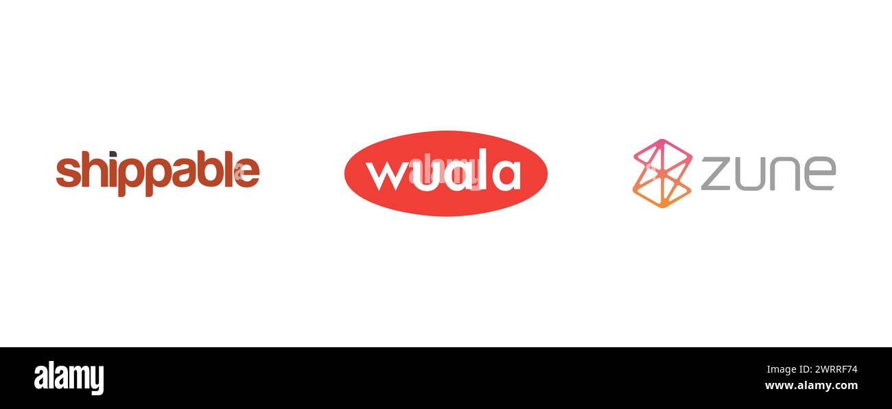 Wuala, expédiable, Zune. Collection de logo de marque vectorielle. Illustration de Vecteur