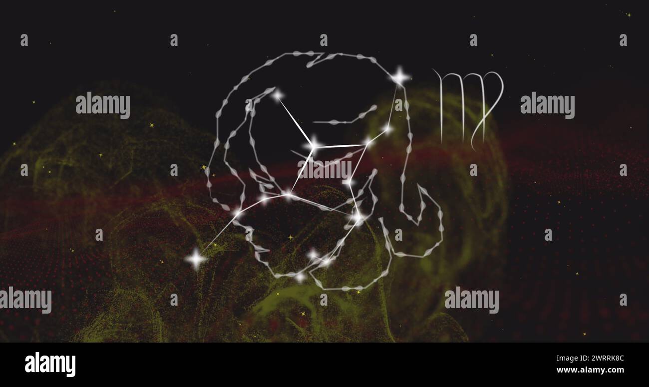 Image du signe d'étoile vierge sur les nuages de fumée en arrière-plan Banque D'Images