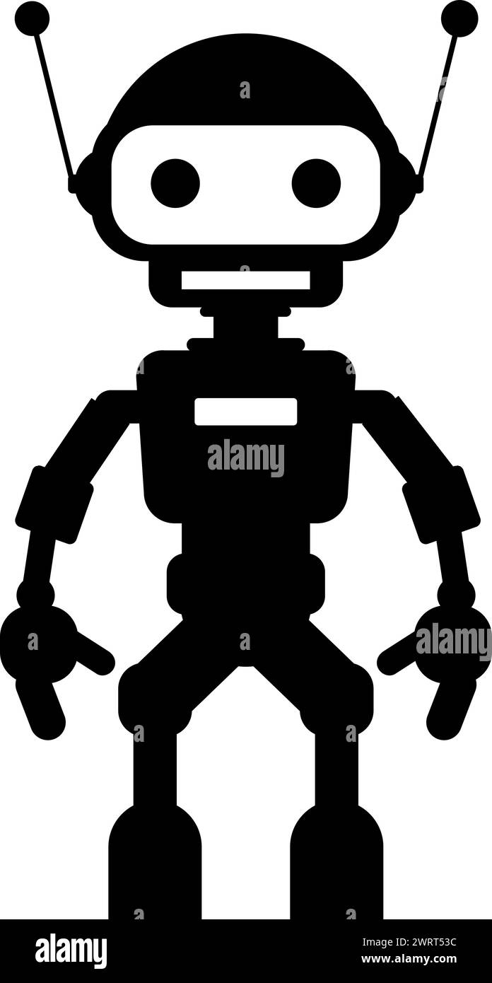 Illustration de l'icône du robot dans un style déplié. Jouet pour enfants Illustration de Vecteur