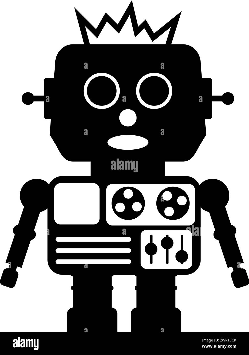 Illustration de l'icône du robot dans un style déplié. Jouet pour enfants Illustration de Vecteur