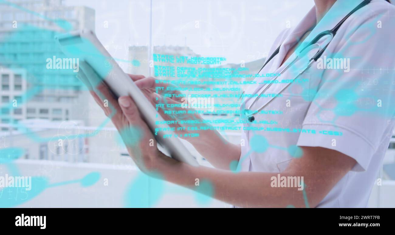 La science numérique fusionne avec les soins de santé dans un concept de réseau mondial. Banque D'Images