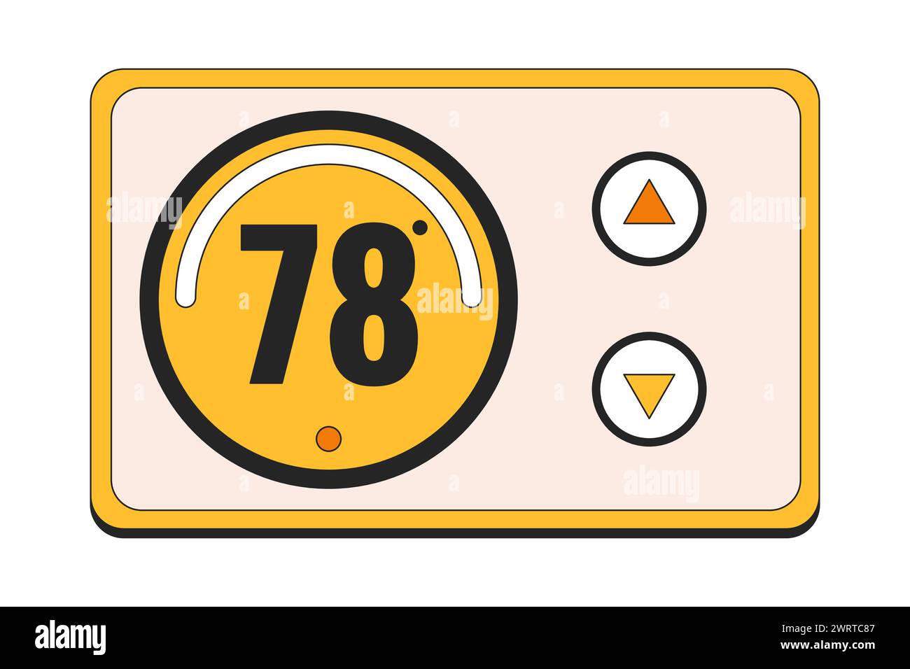 Régulateur de thermostat objet de dessin animé linéaire 2D. Illustration de Vecteur