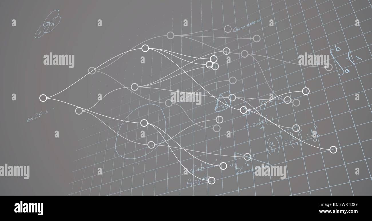 Image des connexions, de la géométrie et des formules mathématiques sur fond beige Banque D'Images