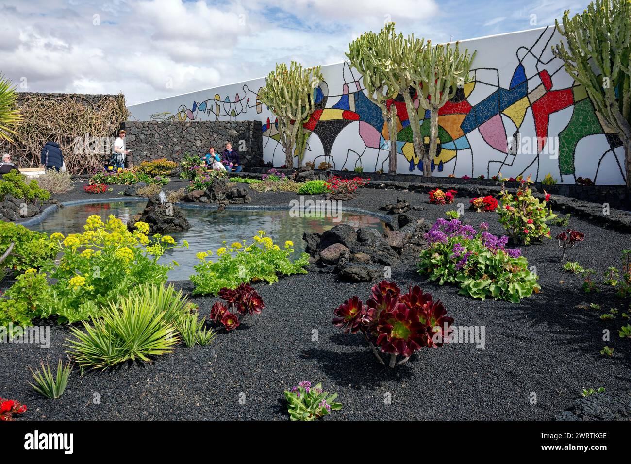 Murale dans le jardin, Fundacion Cesar Manrique, Fondation Cesar Manrique, Tahiche, Lanzarote, îles Canaries, Îles Canaries, Espagne Banque D'Images