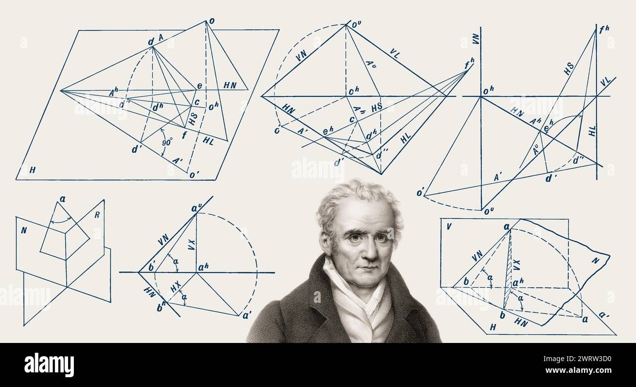 Gaspard Monge, comte de Péluse, 1746 – 1818, mathématicien français, géométrie descriptive Banque D'Images