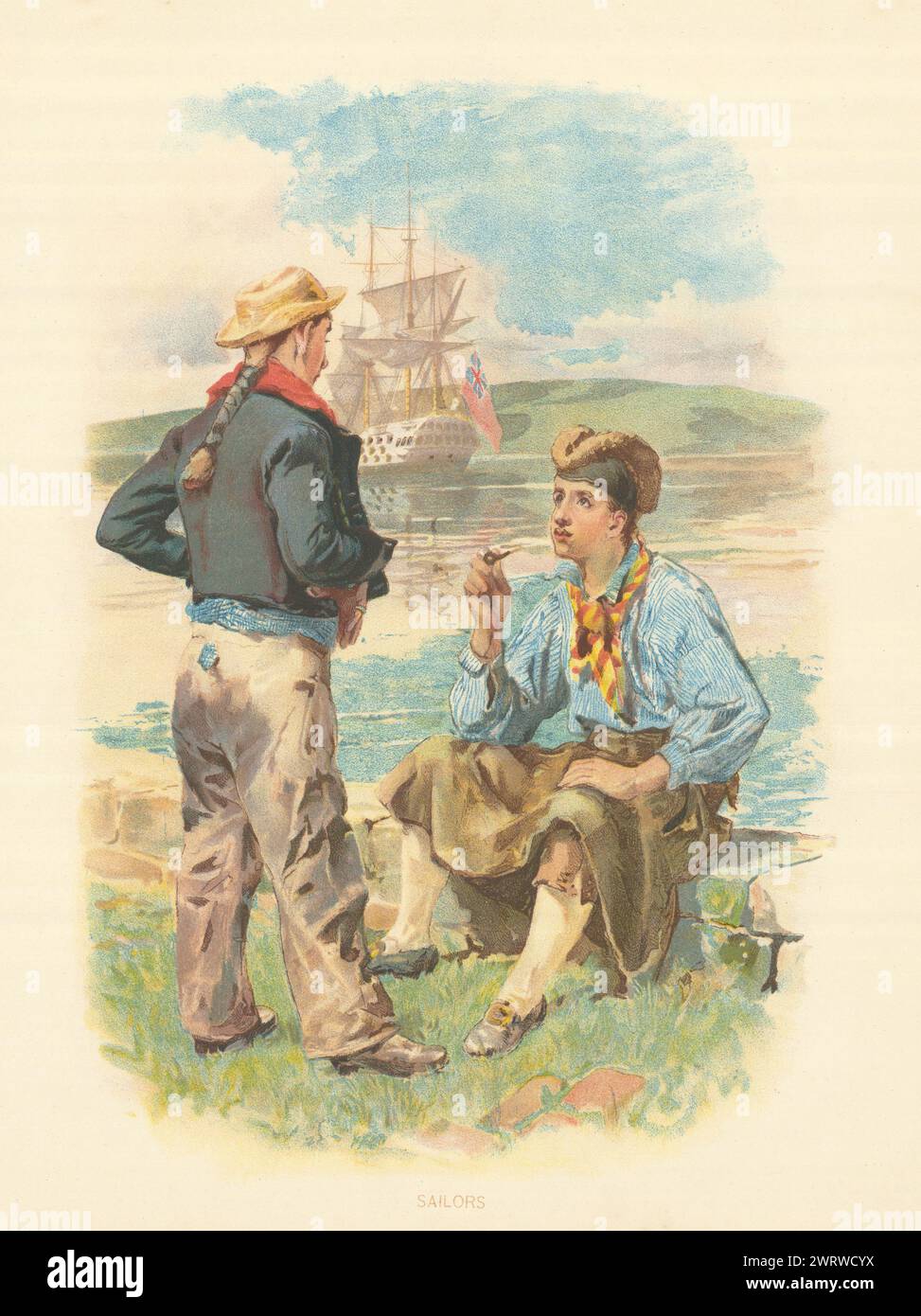 Marins (XVIIIe siècle) par W.C. Symons. Royal Navy 1893 ancienne impression antique Banque D'Images