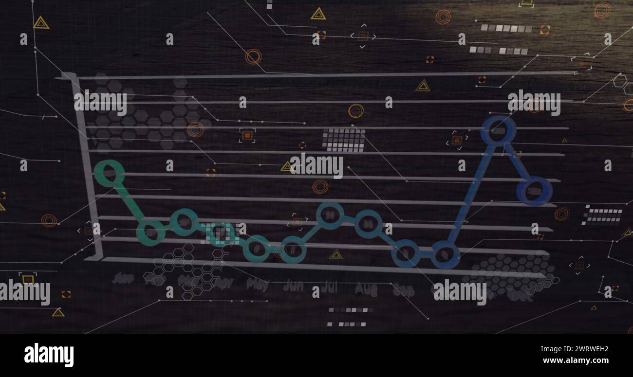 Image du réseau de connexions avec icônes sur le traitement des données Banque D'Images