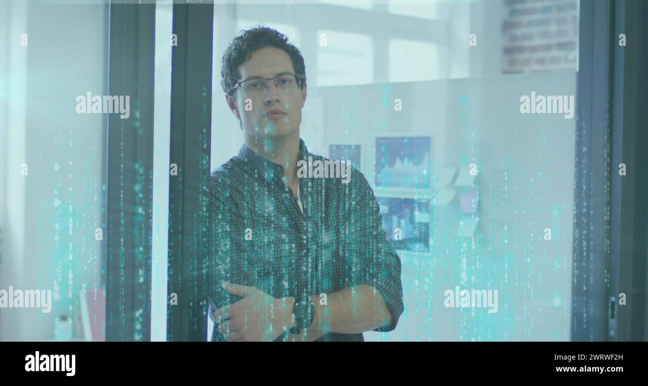 Image de lumière brillante sur un homme d'affaires caucasien Banque D'Images