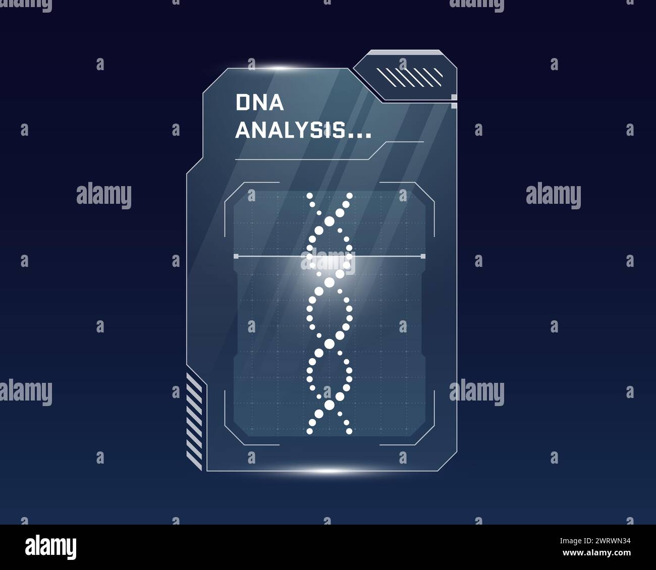 Conception du système de balayage d'identification biométrique pour analyse d'ADN HUD. Scanner de vérification d'utilisateur et panneau numérique de biotechnologie d'identité de personne. Identification par génie génétique humain. Interface eps de reconnaissance médicale Illustration de Vecteur