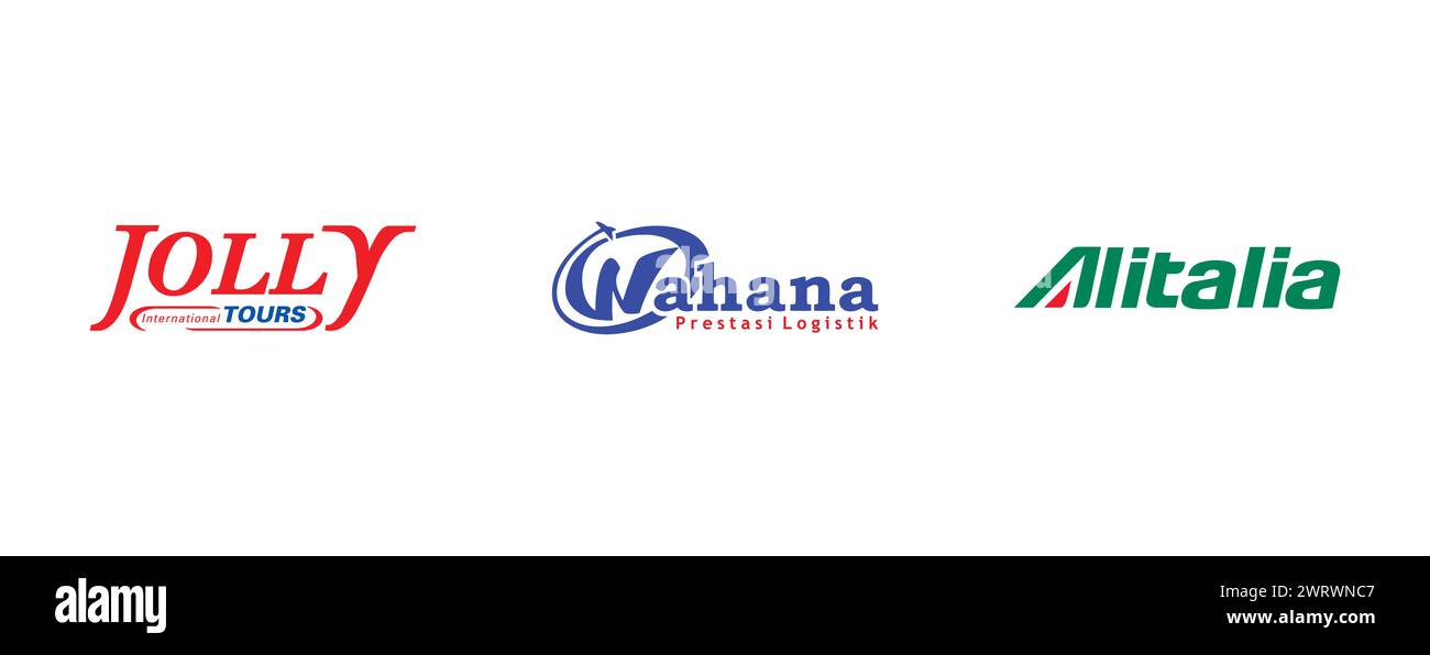 Alitalia New, Wahana Logistik, Jolly Tours. Collection de logo de marque vectorielle. Illustration de Vecteur