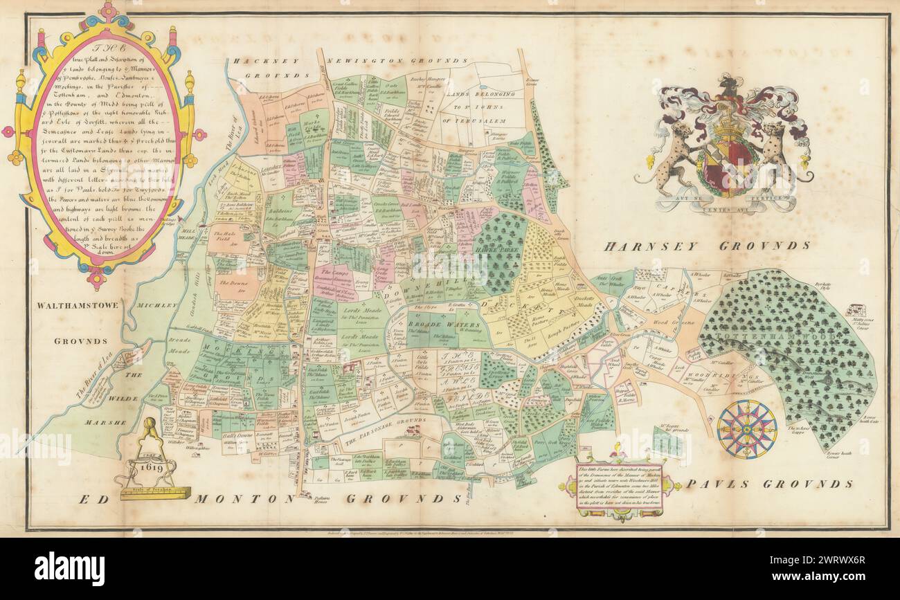 Le Dorset Survey de la paroisse de Tottenham en 1619 d'après la carte de Thomas Clay 1823 Banque D'Images