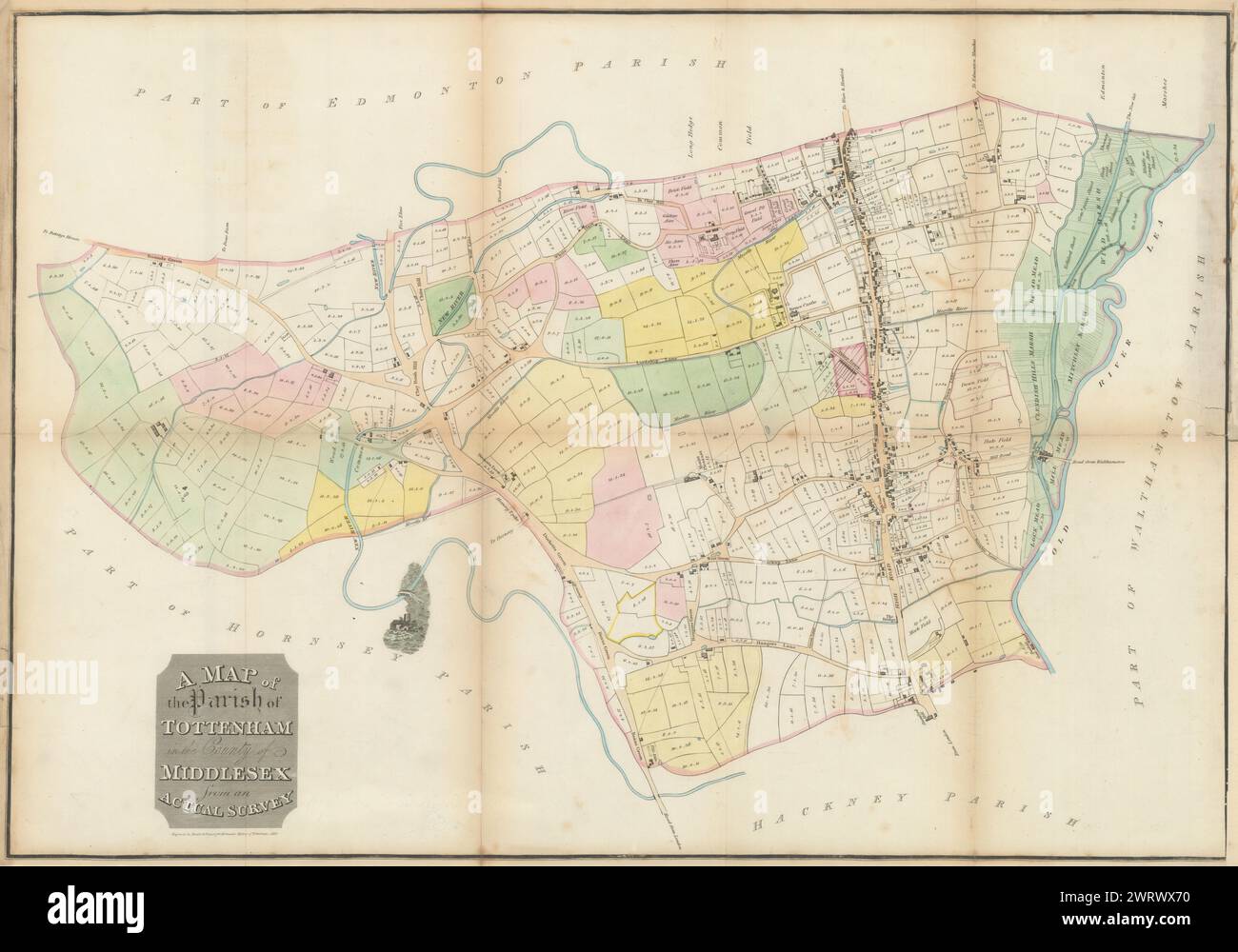 La paroisse de Tottenham dans le comté de Middlesex… Carte de Bowler & Triquet 1818 Banque D'Images