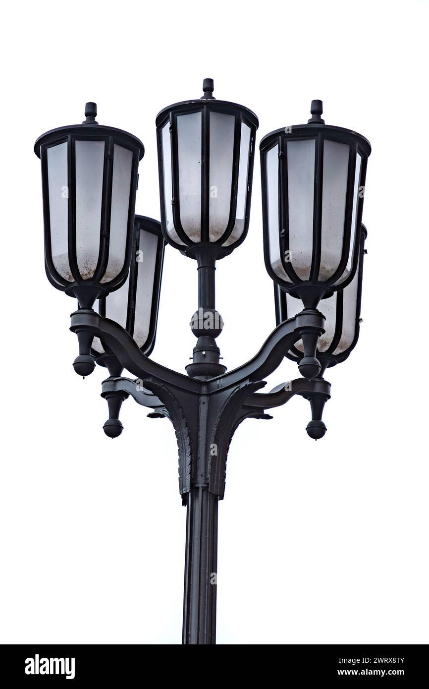 Poteau de lampe simple isolé sur lanterne blanche, allemande Banque D'Images