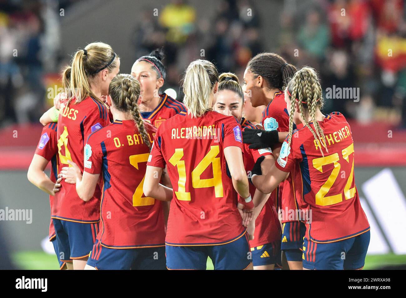 L'Espagne célèbre son premier but, butrice : Aitana Bonmatí (6) photographiée lors d'un match de football féminin entre l'Espagne et la France lors de la finale de la Ligue des Nations féminines de l'UEFA, le mercredi 28 février 2024 à Séville, España . PHOTO Adelina Cobos crédit : Sportpix/Alamy Live News Banque D'Images