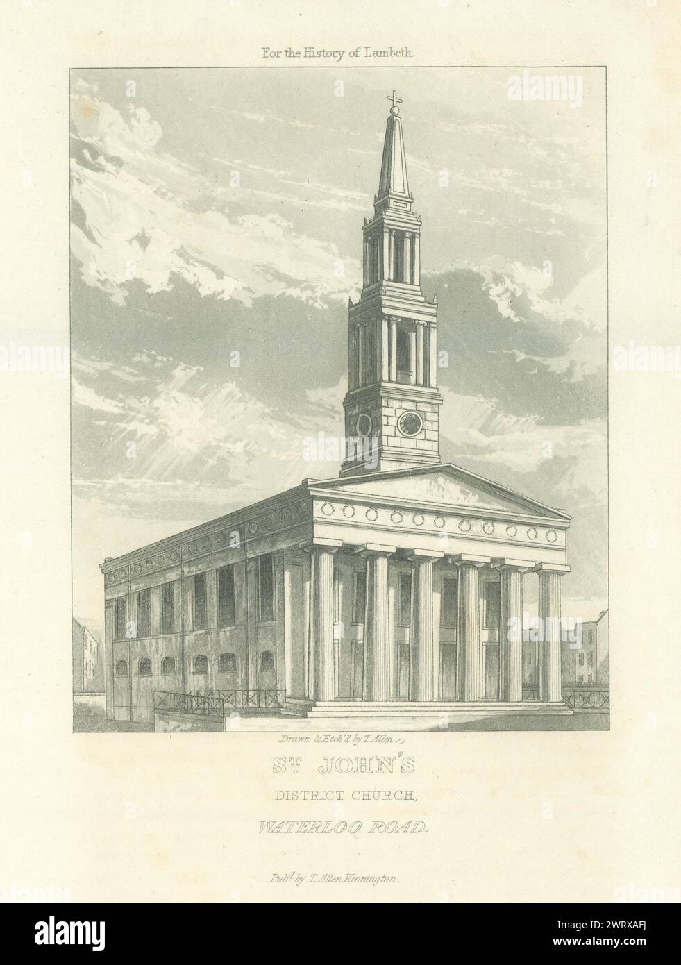 Prog John's District Church, Waterloo 1827 ancienne photo d'impression vintage antique Banque D'Images