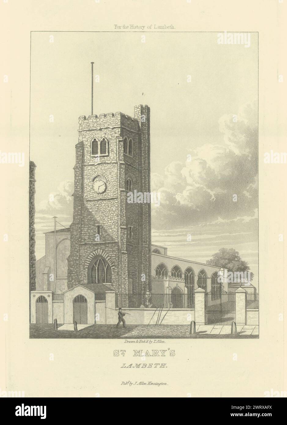 Prog Mary-at-Lambeth Church 1827 ancienne photo d'impression vintage antique Banque D'Images