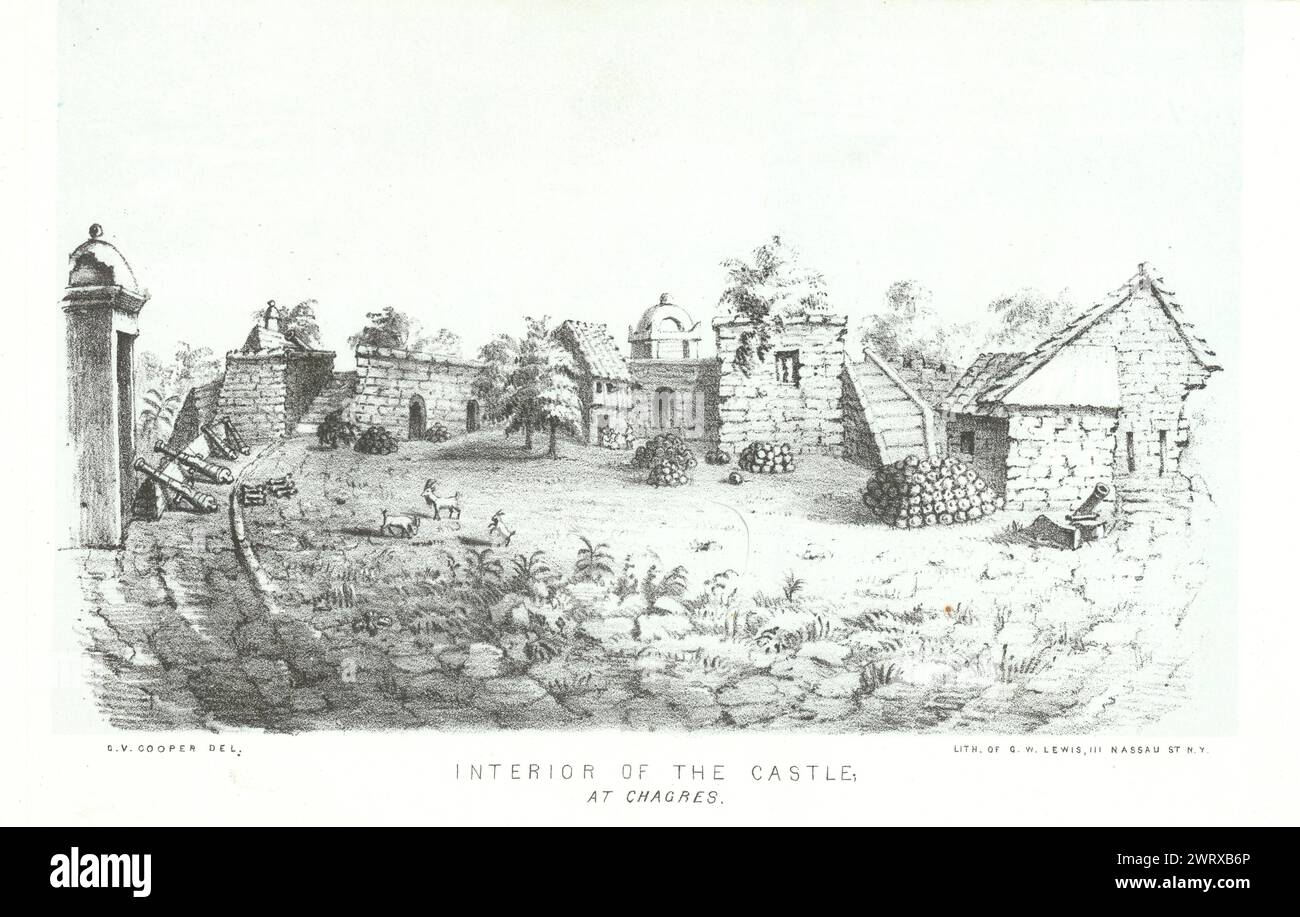 'Intérieur du château à Chagres'. Fort San Lorenzo, Panama, par G Cooper 1853 Banque D'Images