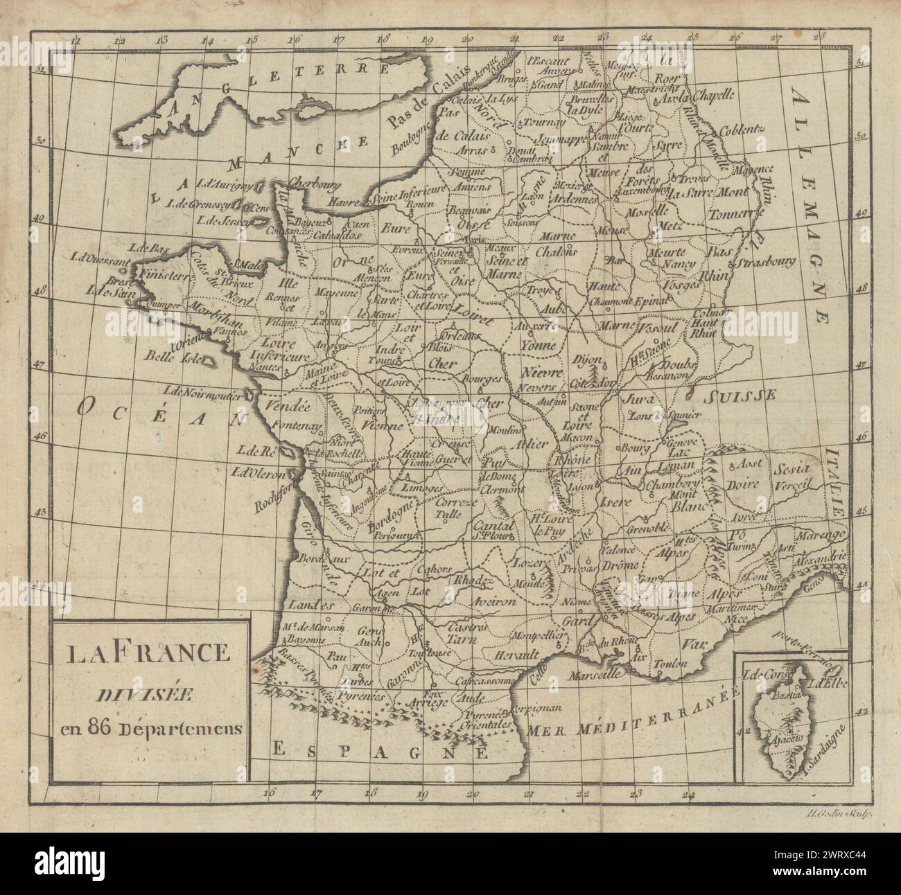 La France divisée en 86 départements. 1er Empire français. BUFFIER c1818 ancienne carte Banque D'Images