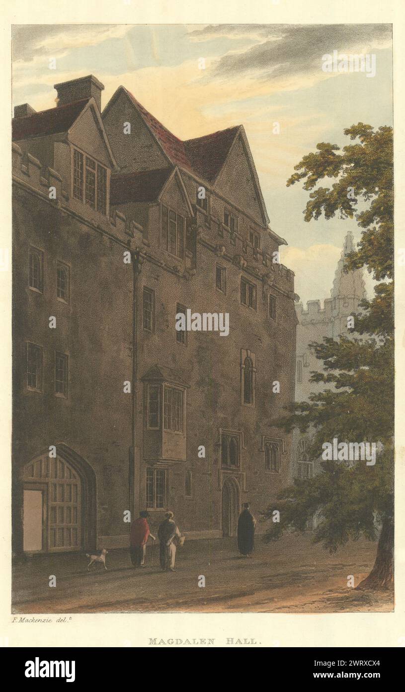 Magdalen Hall [maintenant Hertford College]. Imprimé Ackermann's Oxford University 1814 Banque D'Images