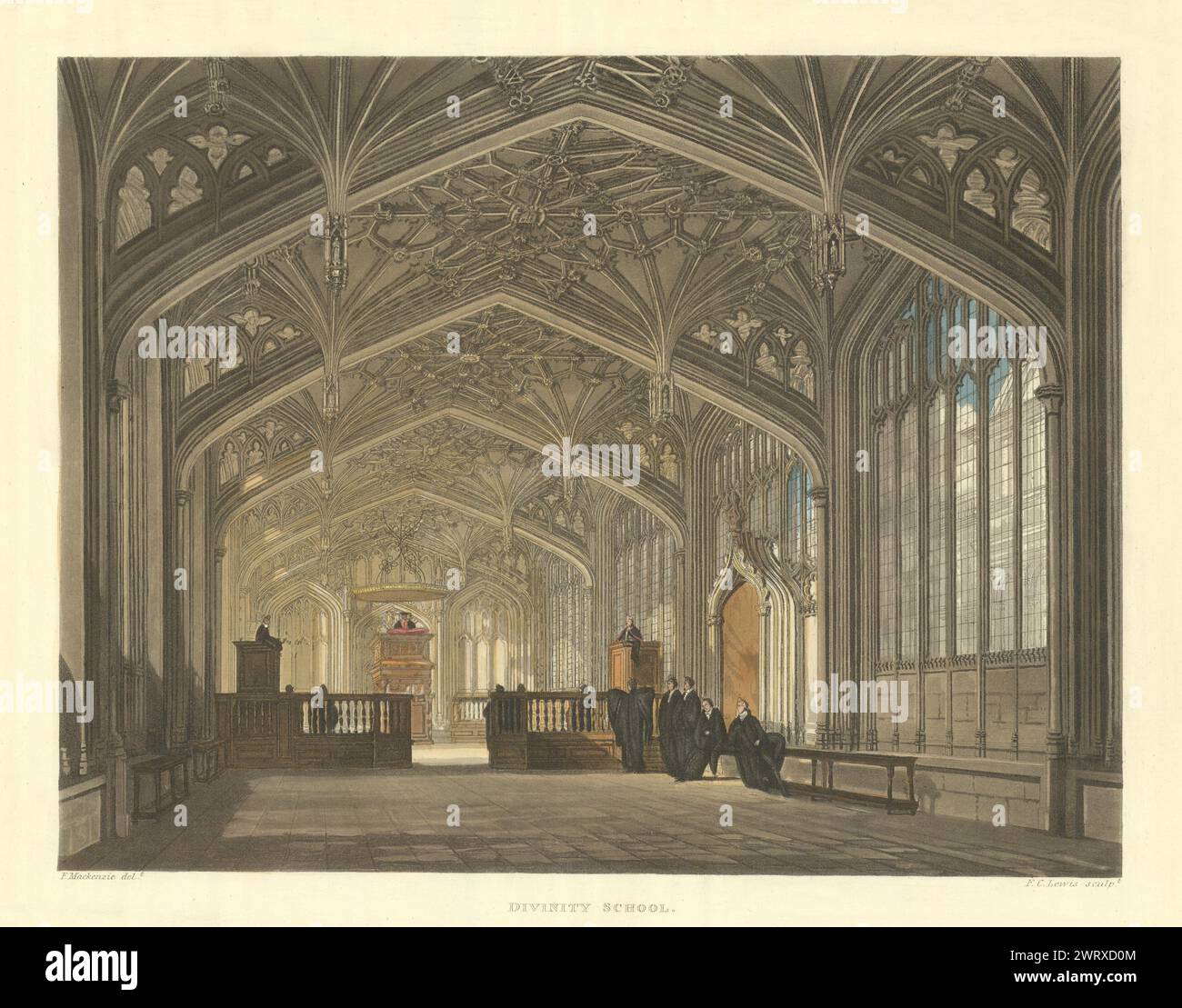 École de la divinité. Ackermann's Oxford University 1814 ancienne photo d'impression antique Banque D'Images