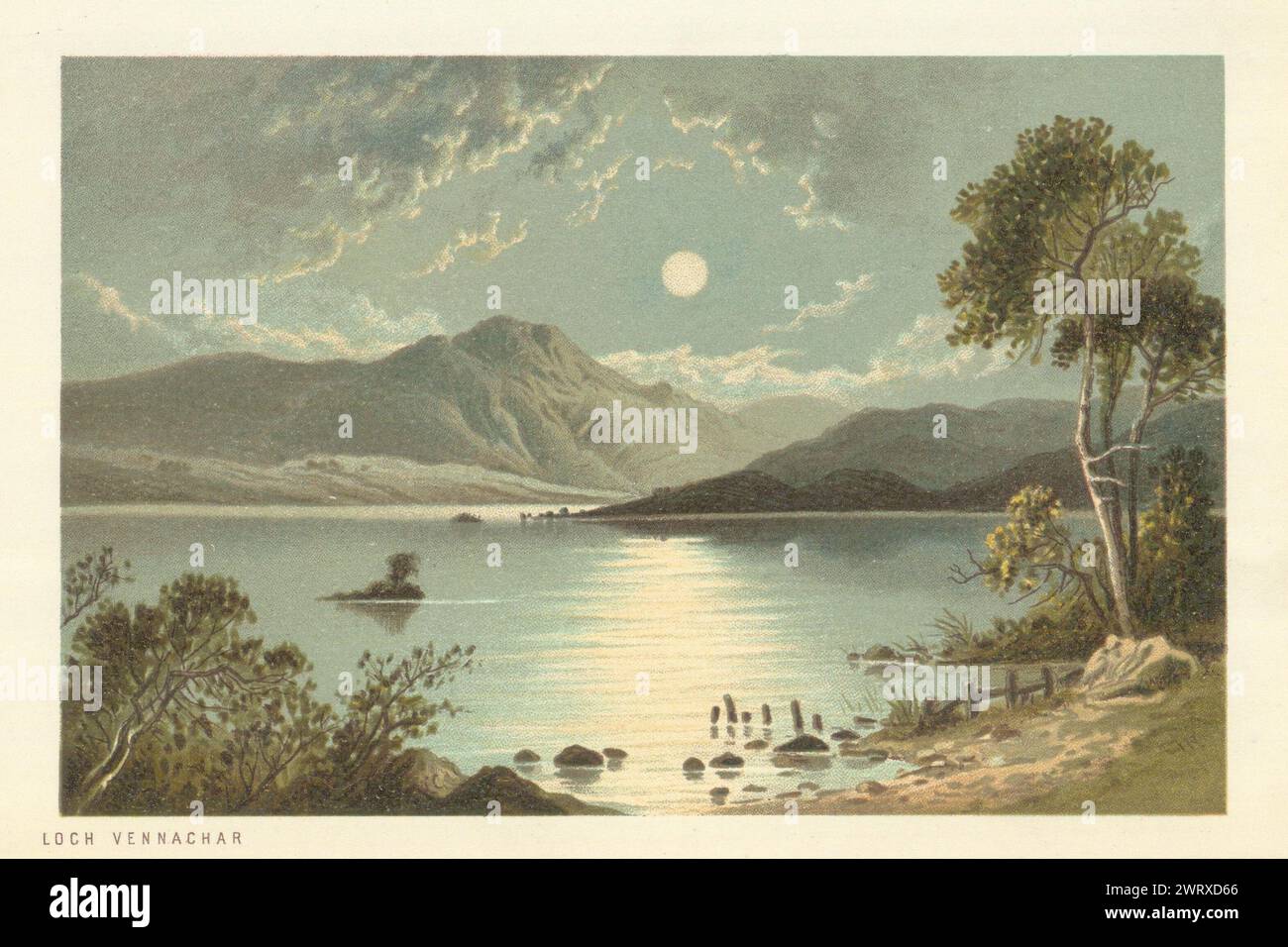 Loch Vennachar. Écosse antique chromolithographe 1891 ancienne impression Banque D'Images