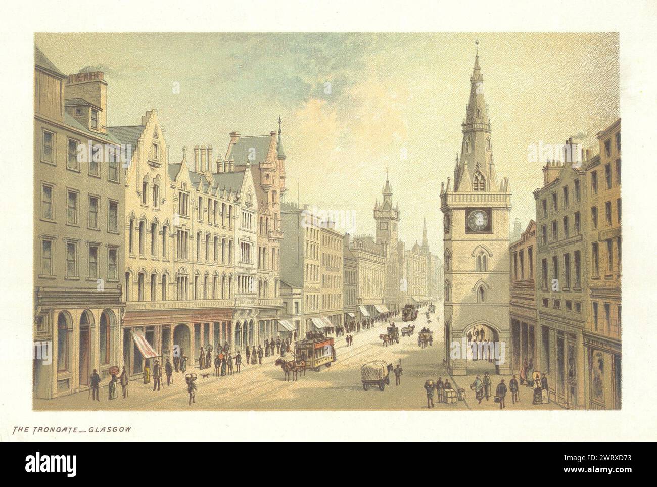 Le Trongate, Glasgow. Écosse antique chromolithographe 1891 ancienne impression Banque D'Images